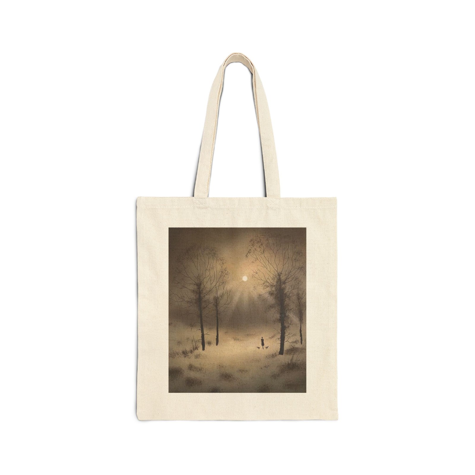Misty Forest Moonlight Woodland Night Snowy Scene 15 X 16 Canvas Tote Bag
