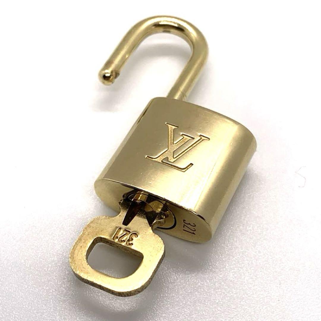 LOUIS VUITTON PadLock Lock & Key Brass Gold Authentic Number random JP Used