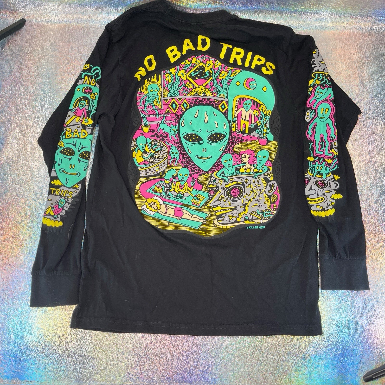 Killer Acid Shirt Unisex Medium Graphic Long Sleeve No Bad Trips California Tee