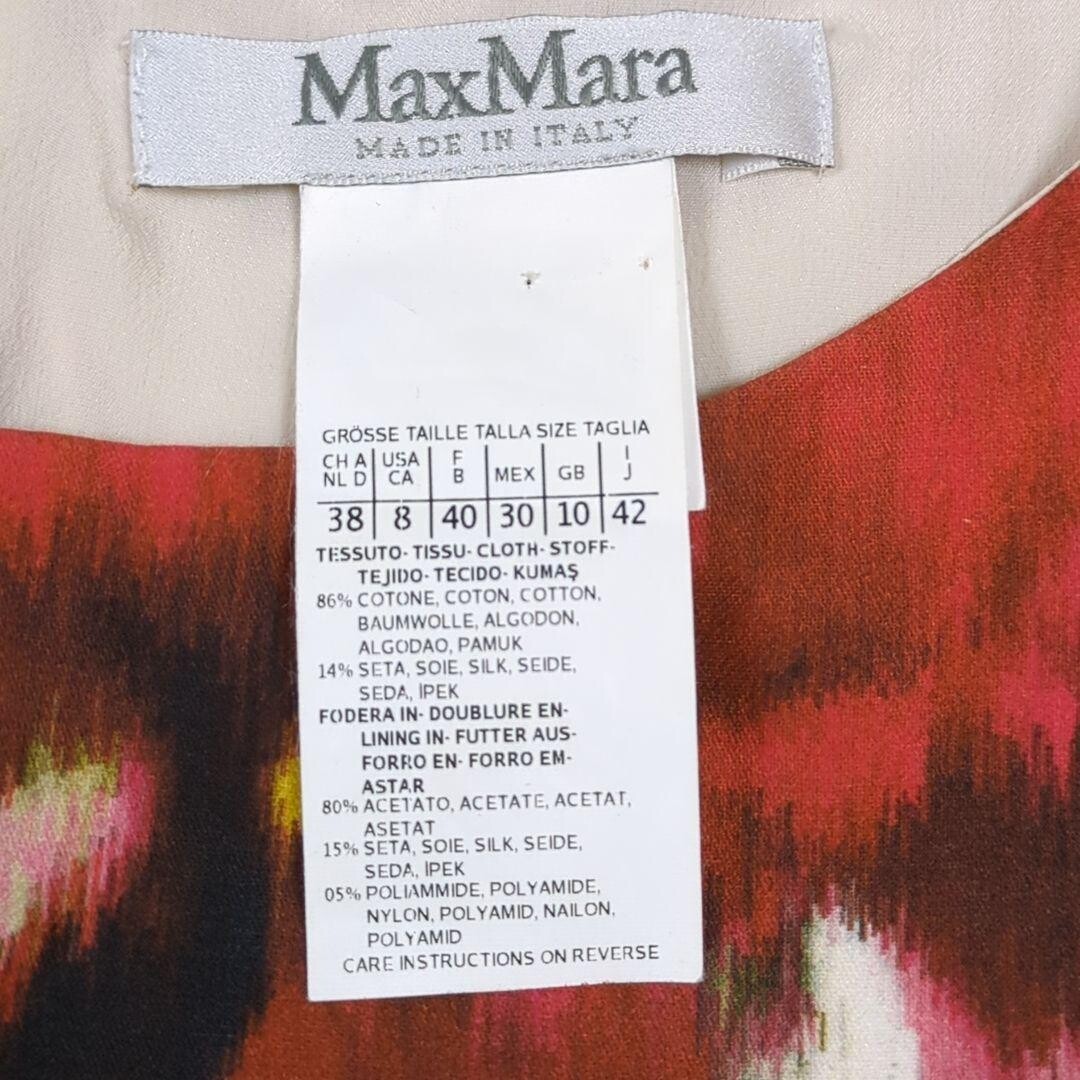MaxMara Italian Silk Blend Floral Maxi Dress Womens XL Beige Authentic
