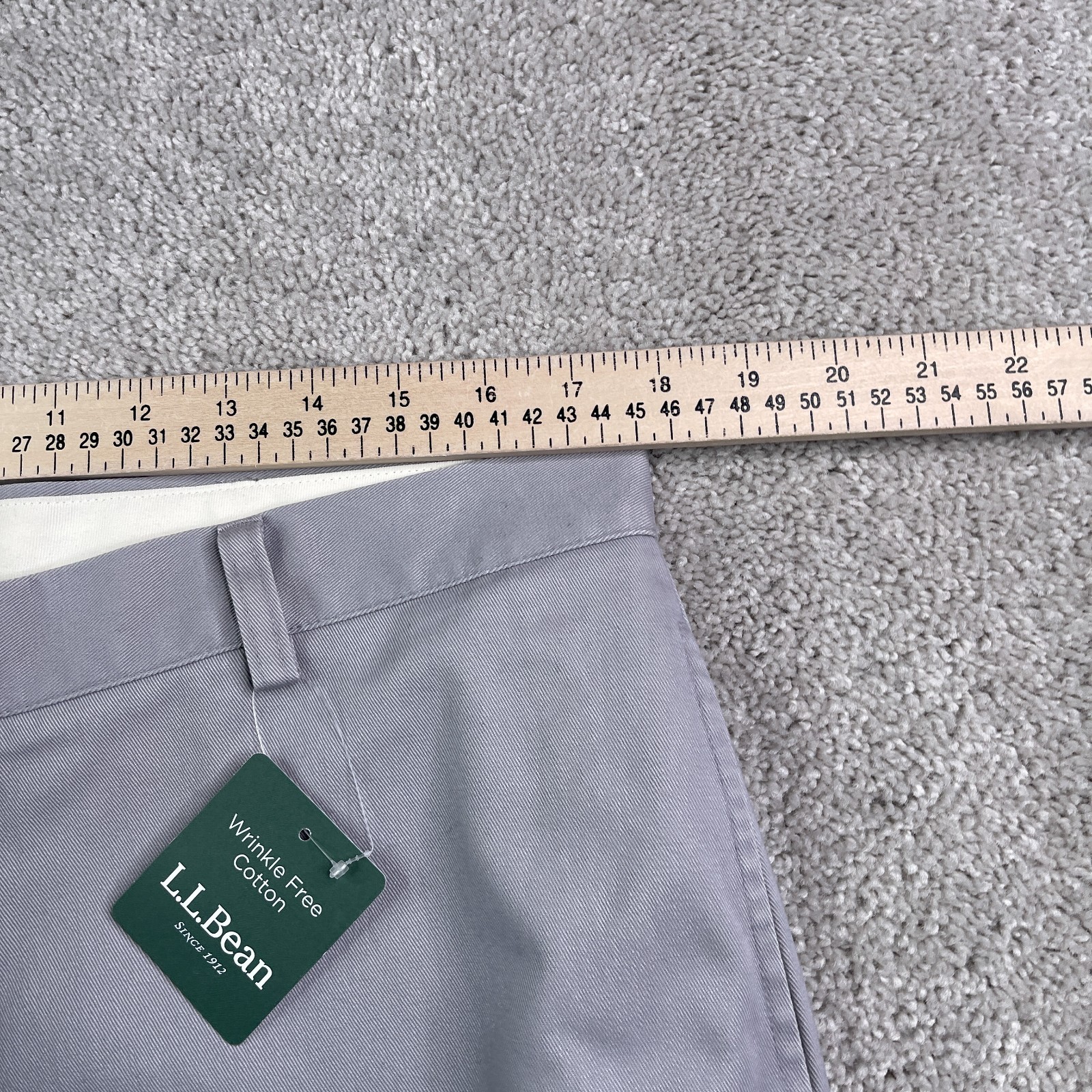 NEW LL Bean Pants Mens 35×34 Grey Wrinkle Free Double L Classic Fit Chino Slacks