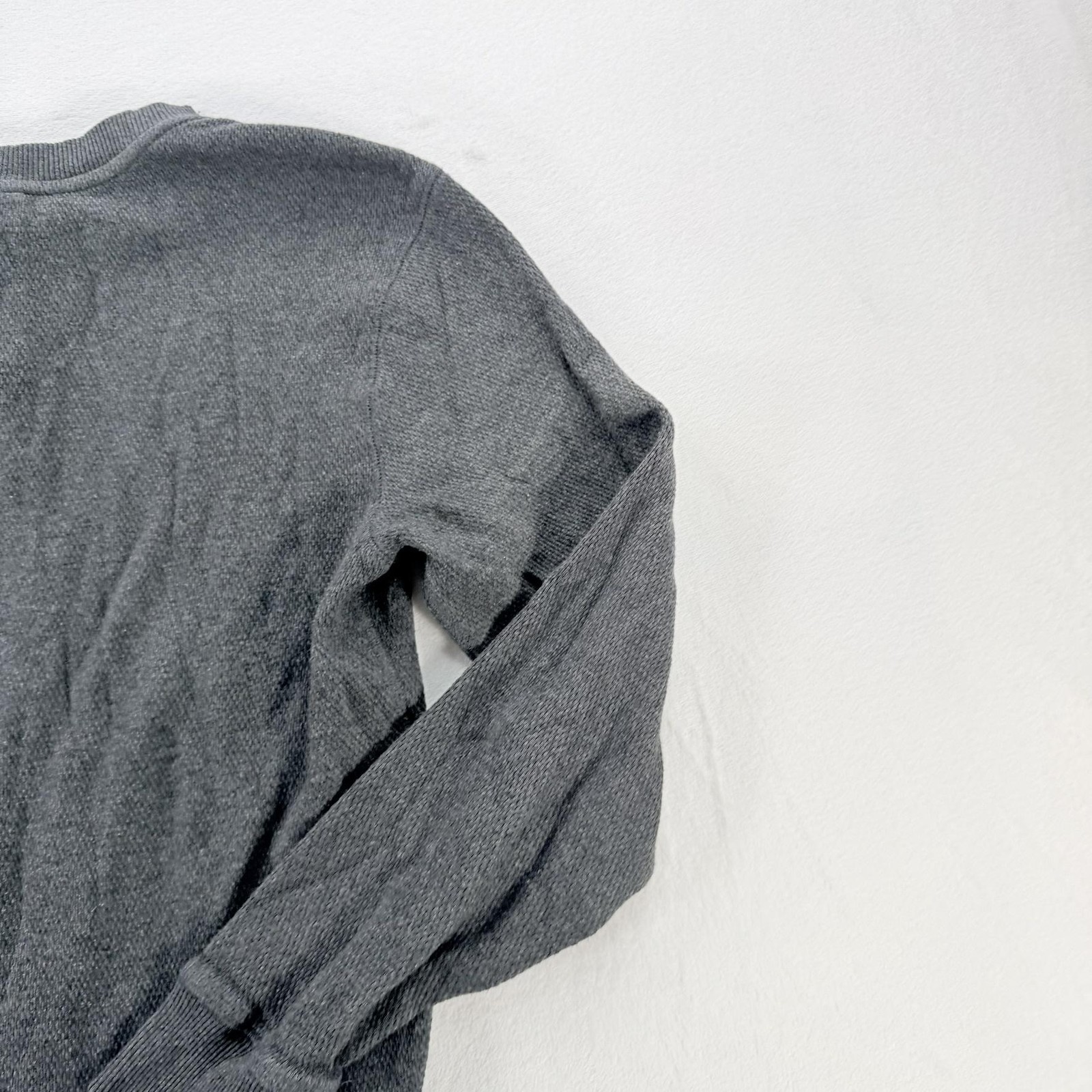 ROWM Shirt Mens Small Gray Thermal Henley Long Sleeve Waffle Knit Cotton