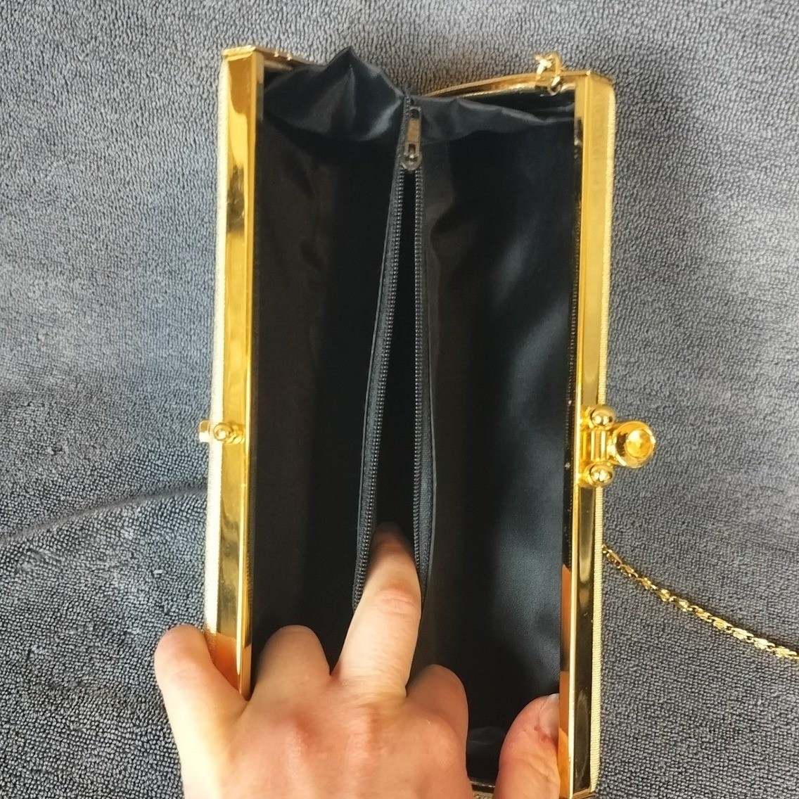 Vintage Gold Hard Shell Evening Clutch Gold