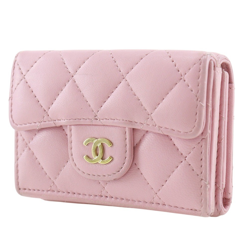 CHANEL Matelasse Tri-fold wallet AP0230 Small flap wallet Classic gold lam…