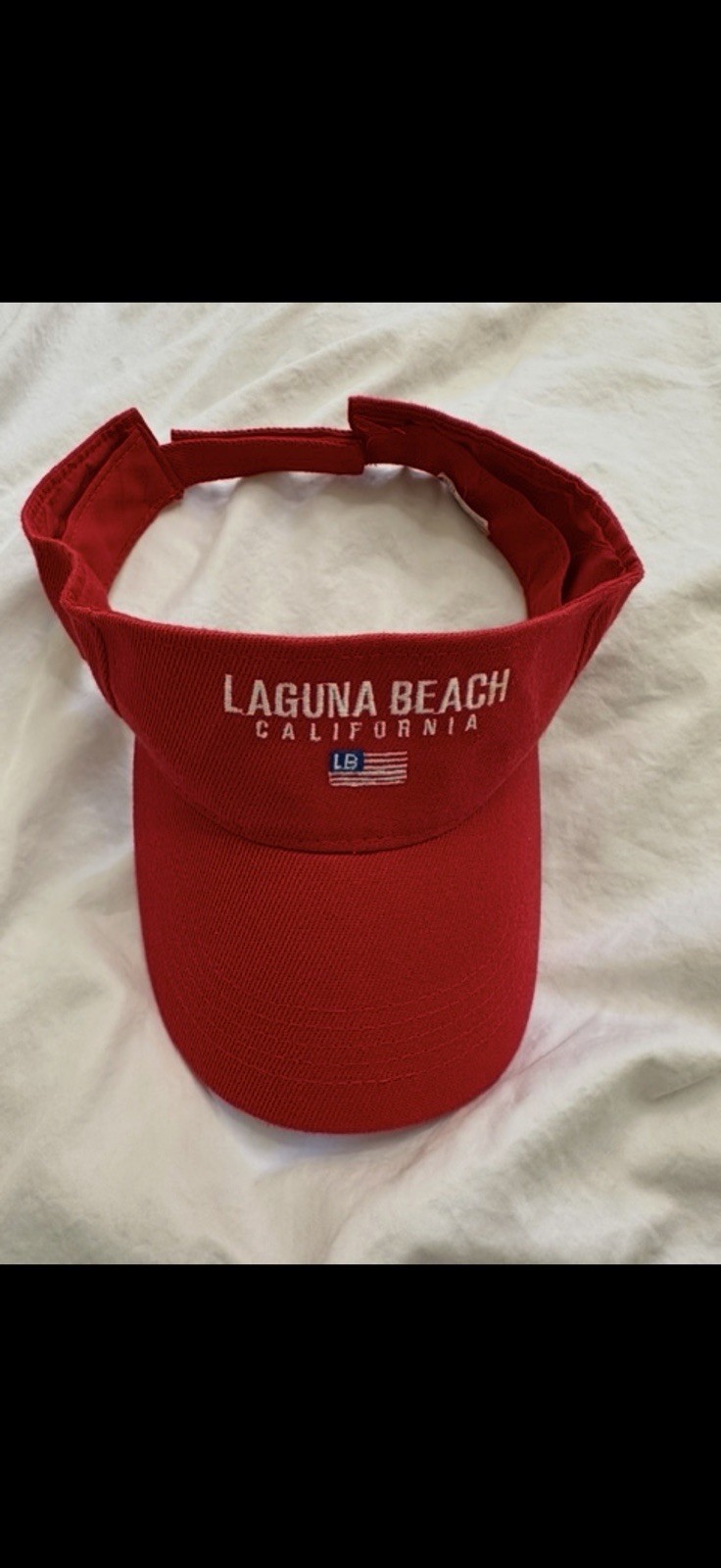 Retro Laguna Beach California Red Embroidered Visor Hat Adjustable One Size