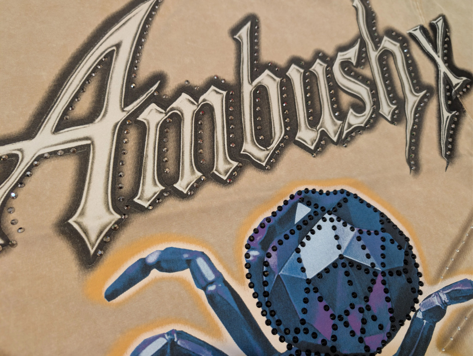 Men “Ambush X” OverSize Acid Washed Cotton Tee W/RhineStone