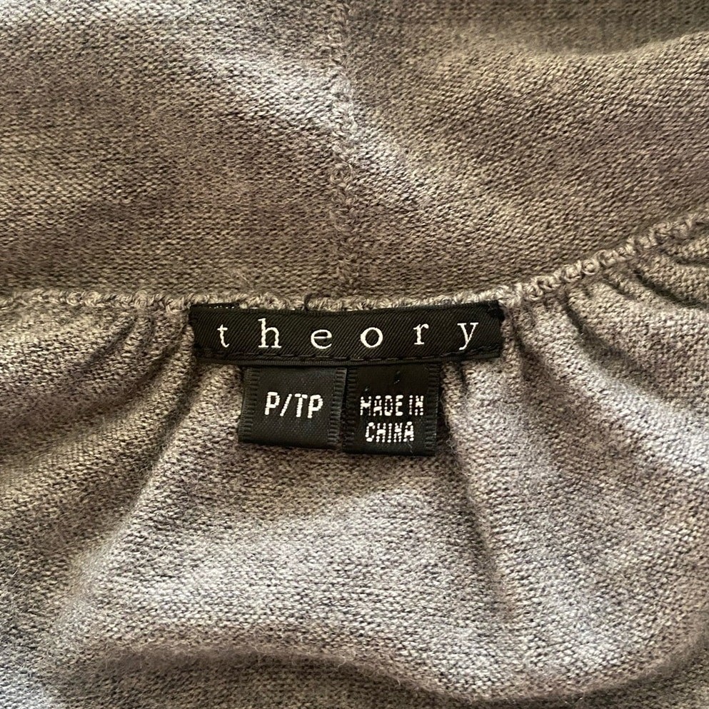Theory Gray Maritza B New Steady Wool Blend Drape Open Front Cardigan Size 00-0