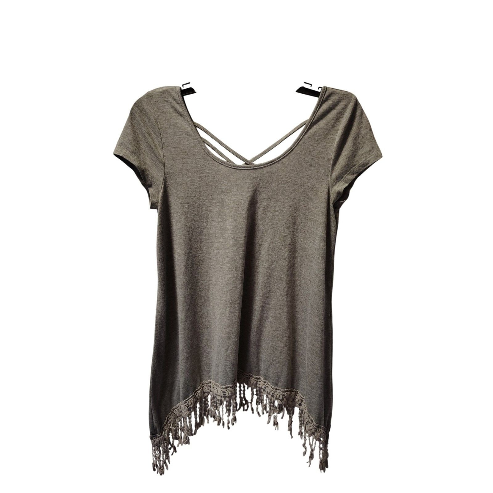 Lime n Chili Wray Small Criss Cross Back Tassel Bottom Top
