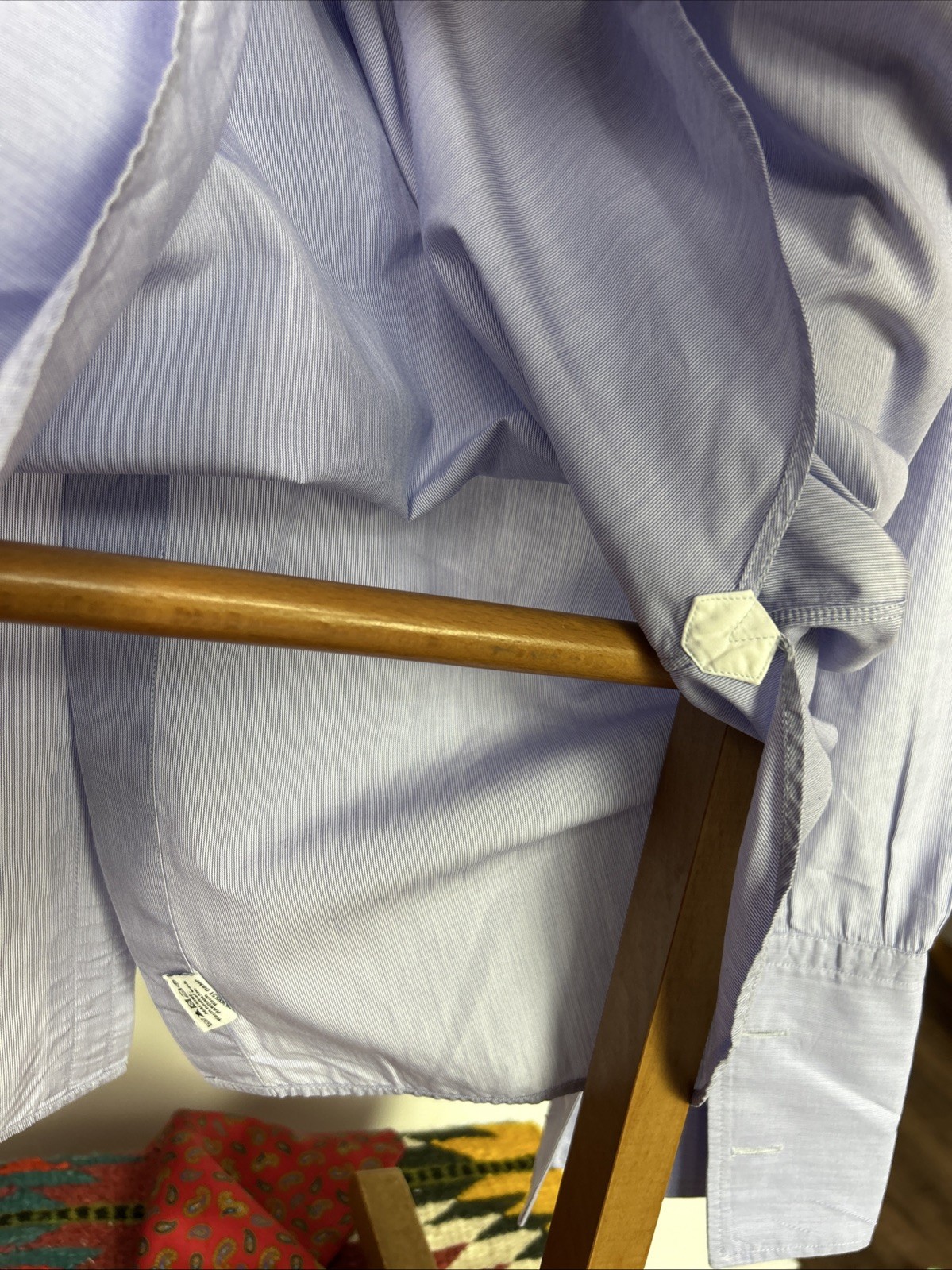 Turnbull & Asser Men’s Dress Shirt Size 16.5″ 42cm Blue Double Cuff