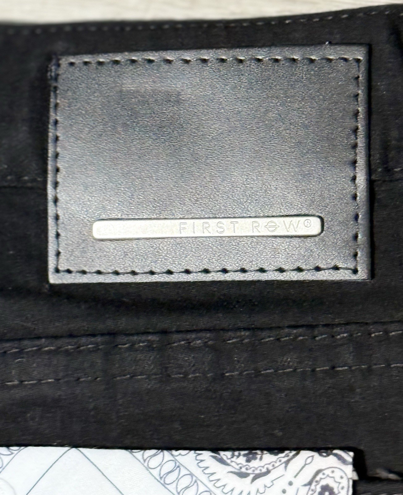 First Row Downtown La Racing Slim Fit Jeans Men’s Size 38×32 Black Patchwork NWT