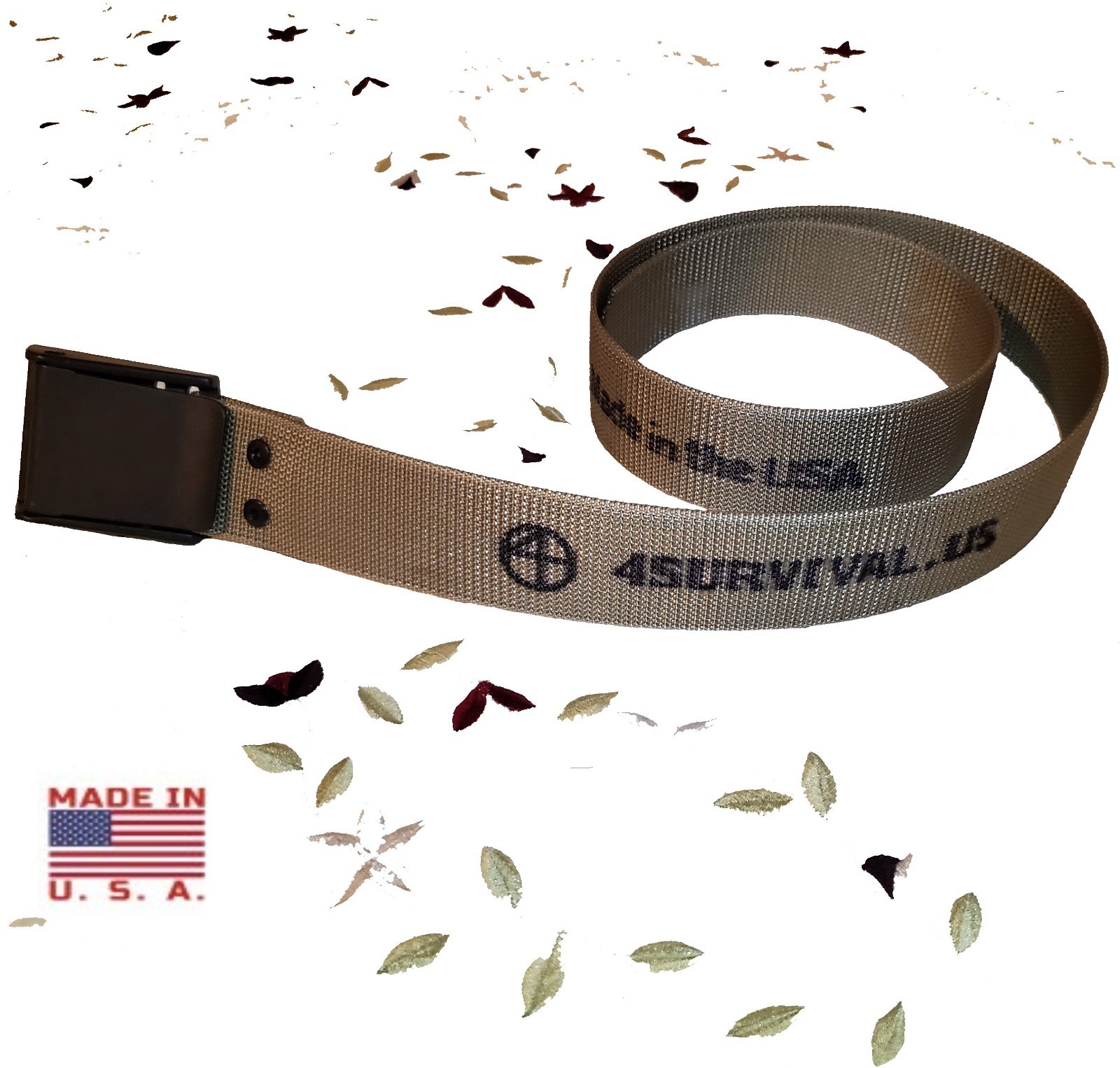 Tactical belt – Heavy 2″ Wide stiff scuba Nylon, Tan with plastic cam buckle.