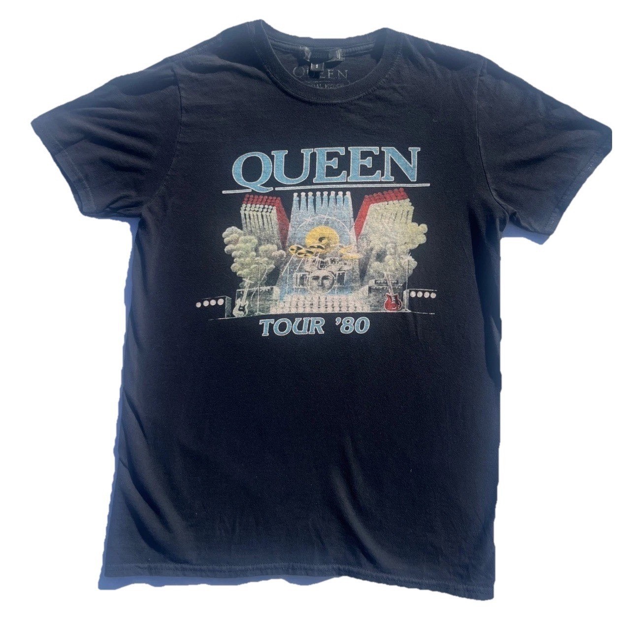 Queen Official Merch Tour 80 Graphic T-Shirt Black Small Rock Band Tee