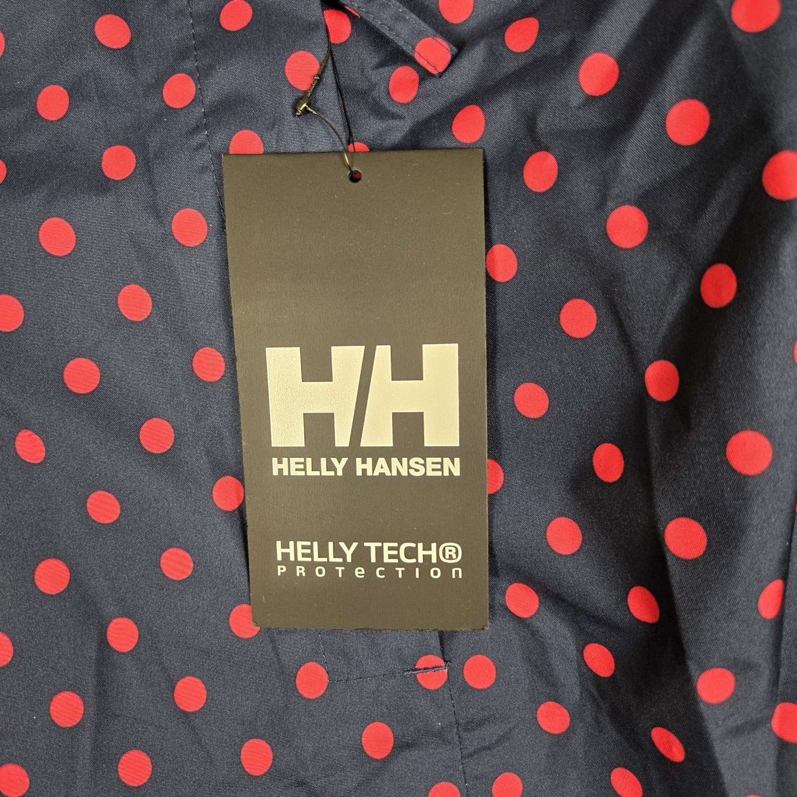 Helly Hansen Jacket Womens XL Bellevue Waterproof Navy Polka Dot Windbreaker NWT