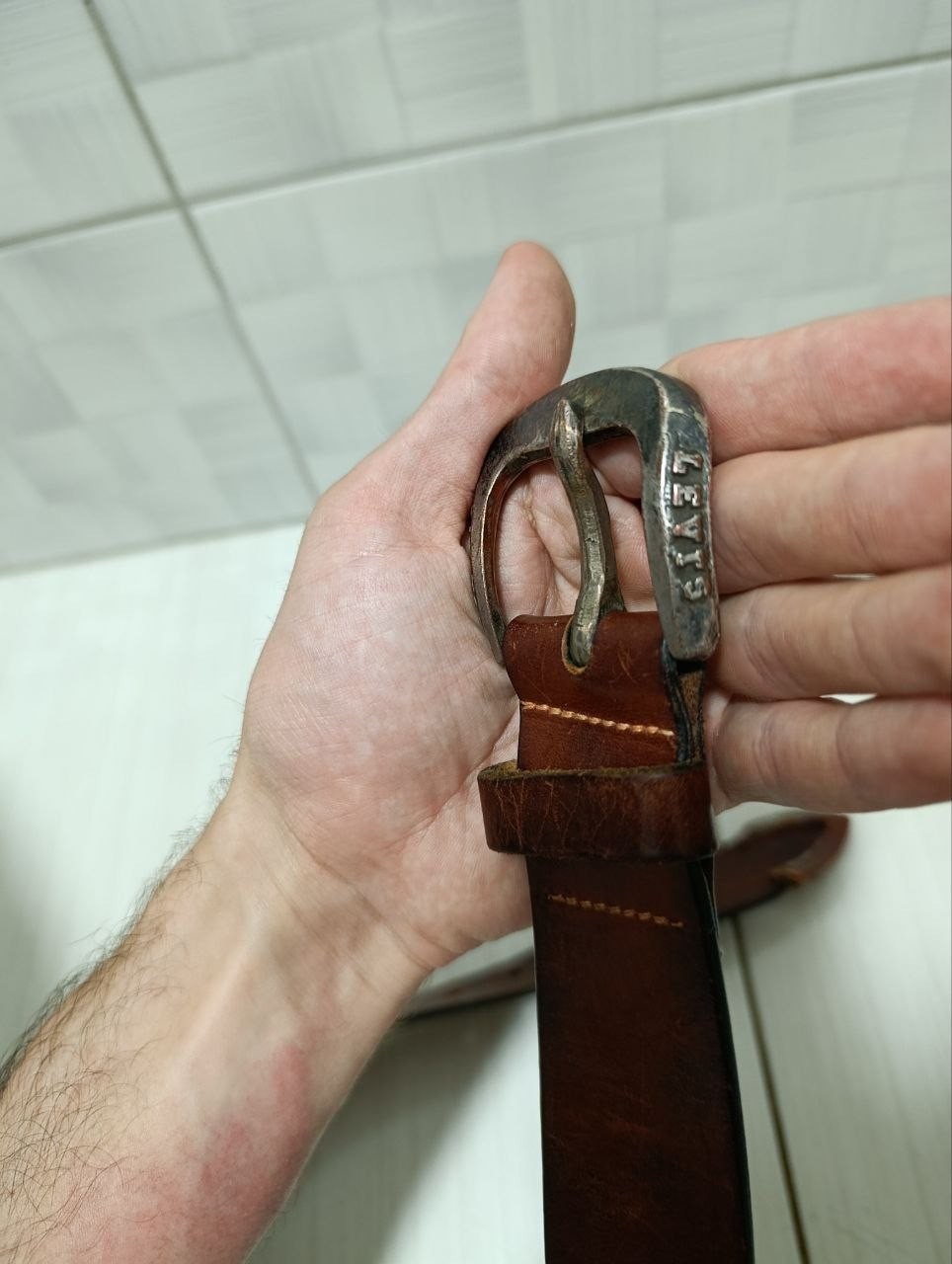 Vintage Levi’s Genuine Leather Belt Brown Made in Italy Real Leather