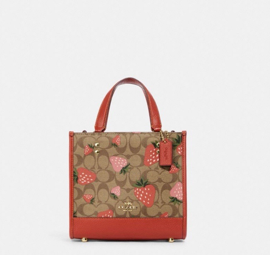 NWT Coach Dempsey Tote 22 In Signature Canvas CH324 With Wild Strawberry Print