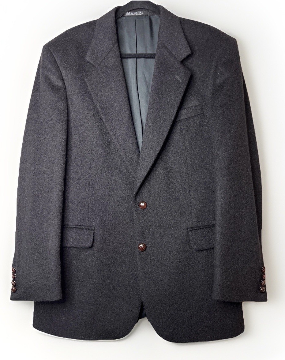 Vintage Tailors Row by Deansgate 100% Camelhair Black Blazer L 40 Two‑Button