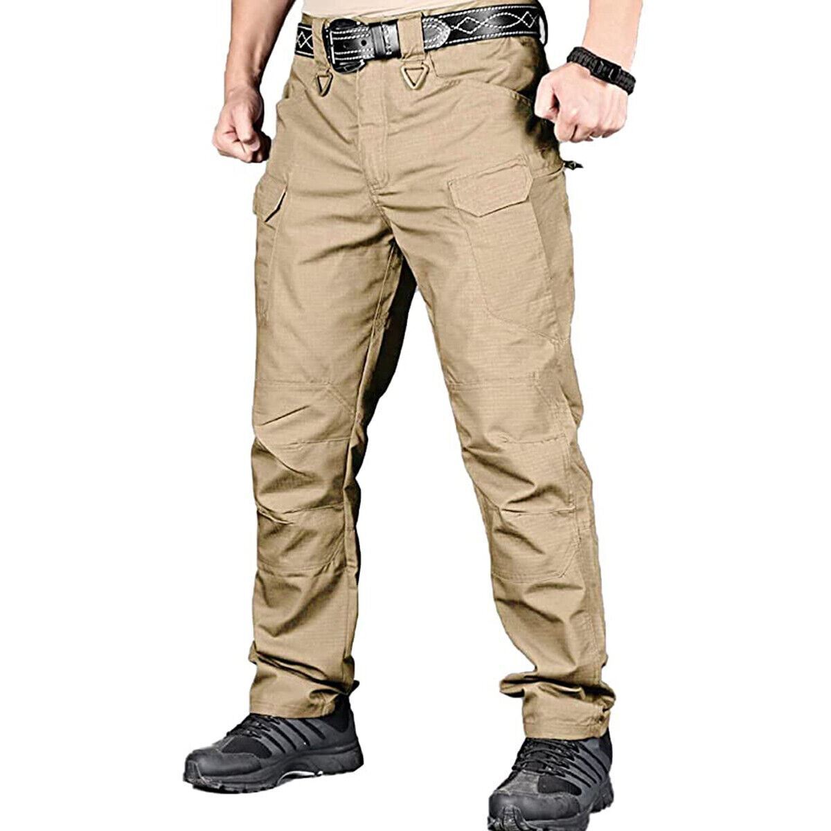 Cargo Trousers Mens Tactical Waterproof Hiking Military Combat Outdoor Pants US