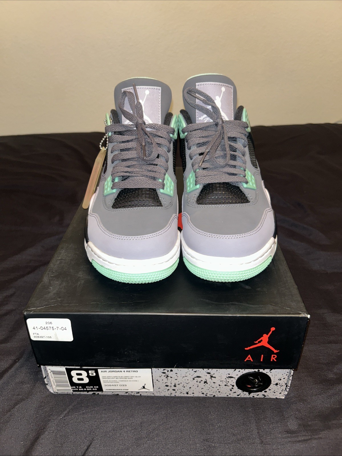 Jordan 4 Retro DRK Grey Green Glow Men’s