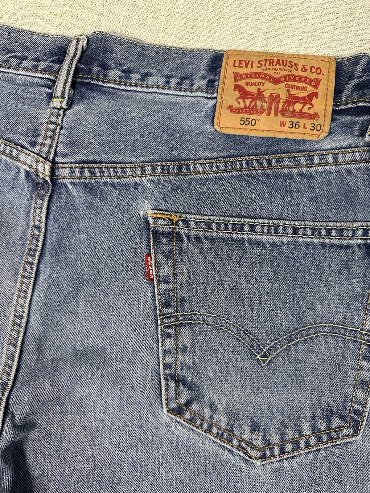 Levi’s 550 Relaxed Fit Medium Blue 100% Cotton Denim Jeans Men’s 36X30