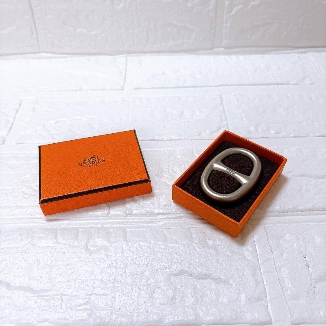 HERMES Scarf Ring Silver Matte Box Included Dimensions 5.5cm x 3.6cm x 0.8cm