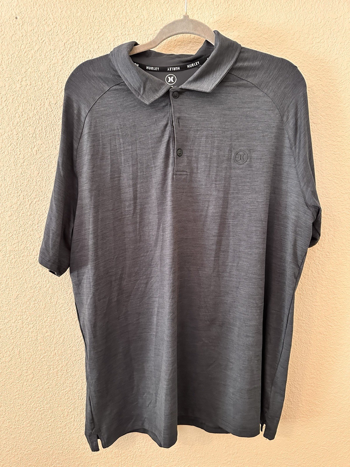 Hurley Gray Short Sleeve Polo Shirt Men’s XL Polyester Elastane Stretch