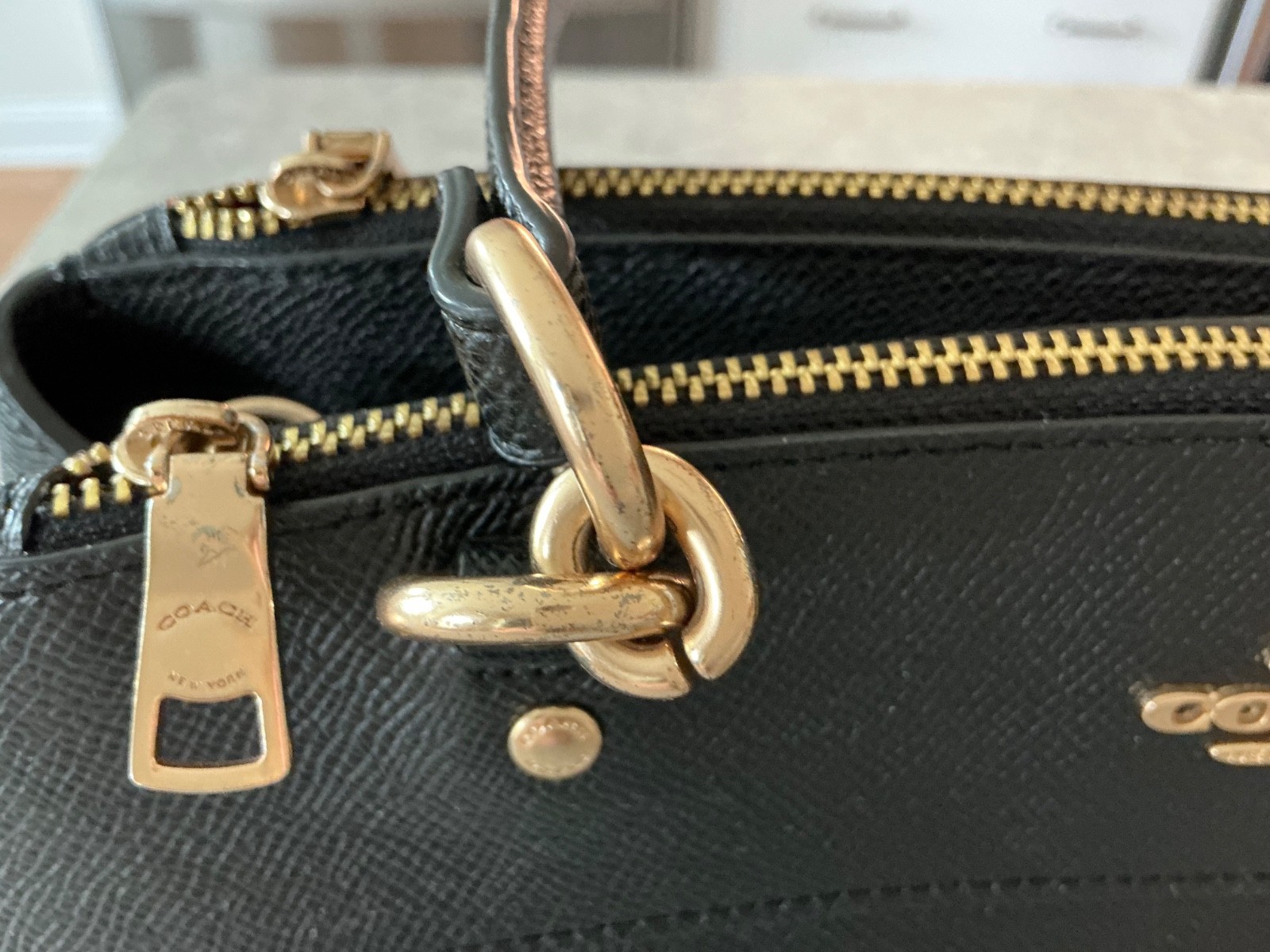 Coach Mini Brooke Carryall Black Crossgrain Leather Satchel