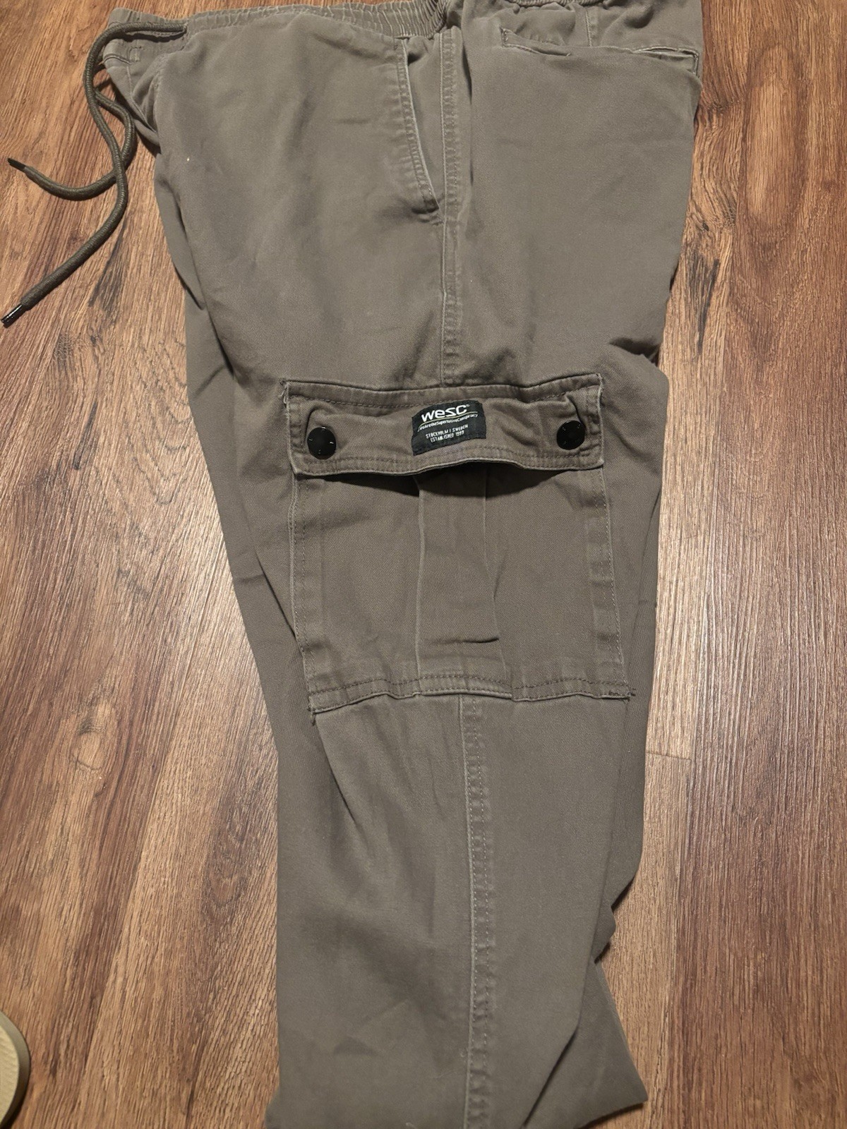 WeSC Men’s Gray Cargo Jogger Pants XL Tapered Drawstring Elastic Waist