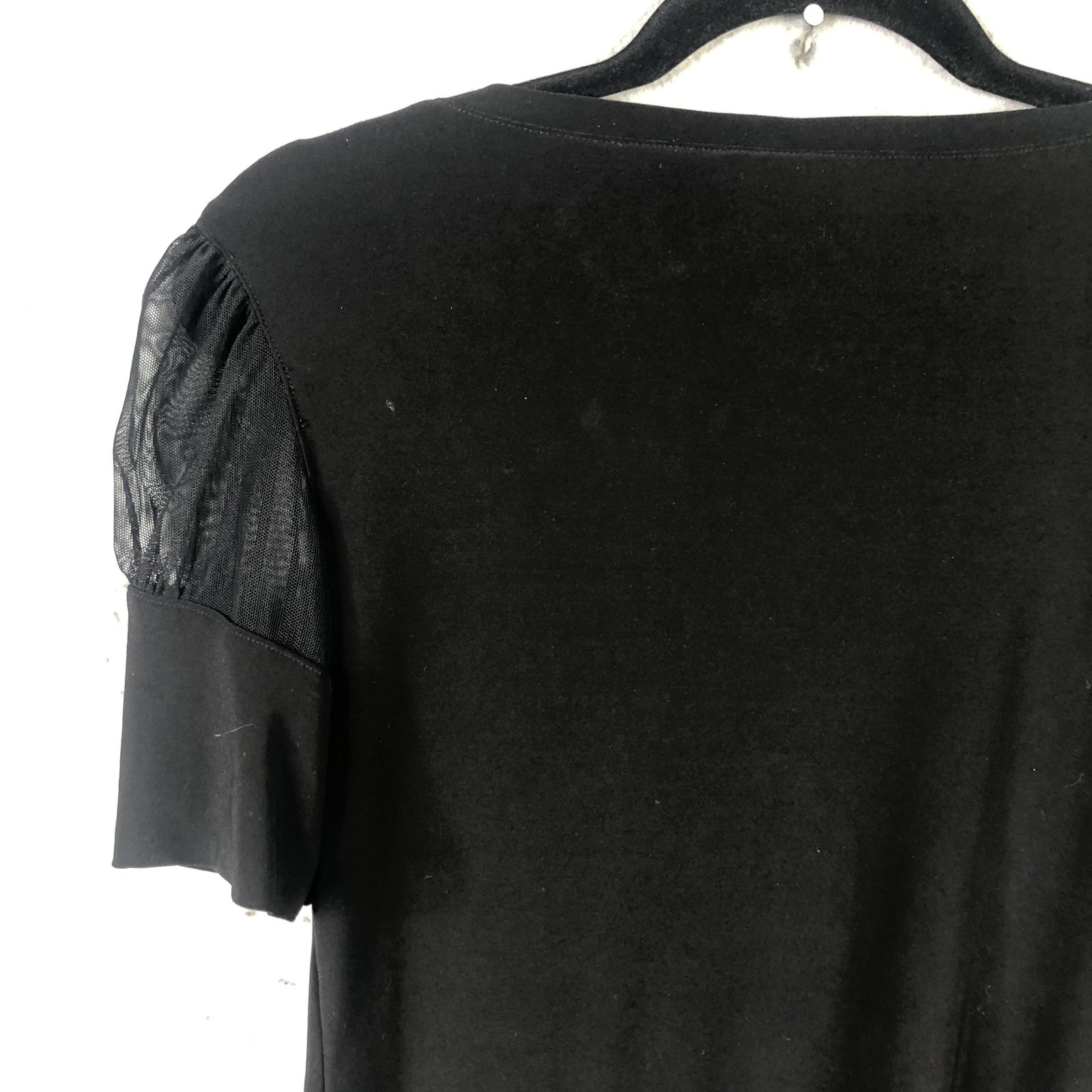 Bali Shirt Womens Medium Black Square Neck Mesh Puff Sleeve Whimsigoth Feminine