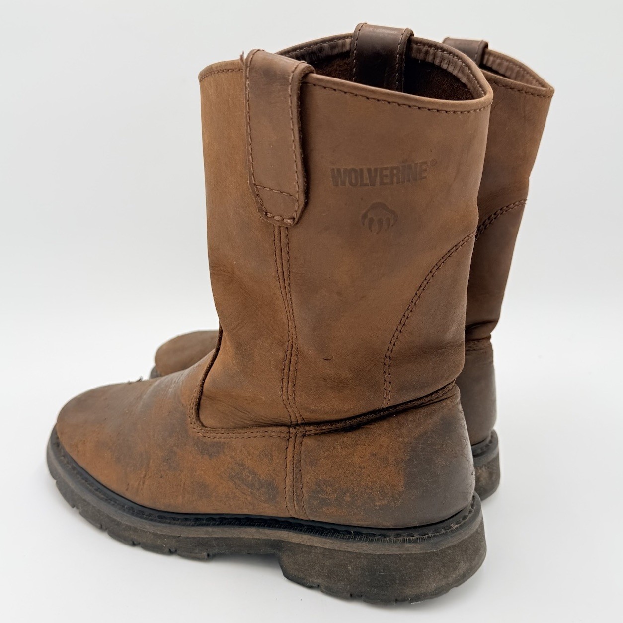 Wolverine Men 8.5M W04727 Leather Wellington Work Boots Pull On Brown