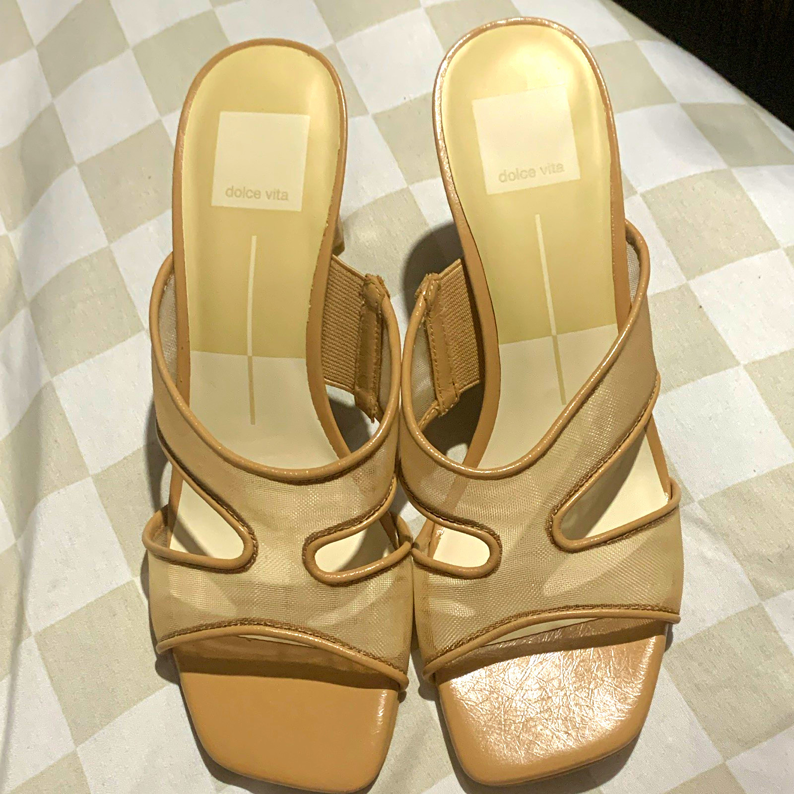 Dolce Vita Beige Square Toe Mule Block Heel Slip-On Sandals Women’s 7
