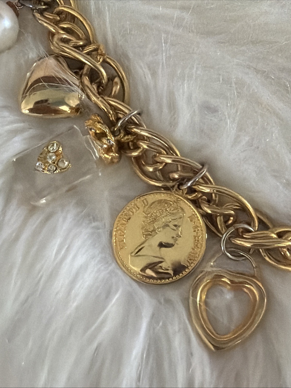 The Limited Vintage 90’s Gold Tone Charm Hearts Coins Perfume Chain Belt