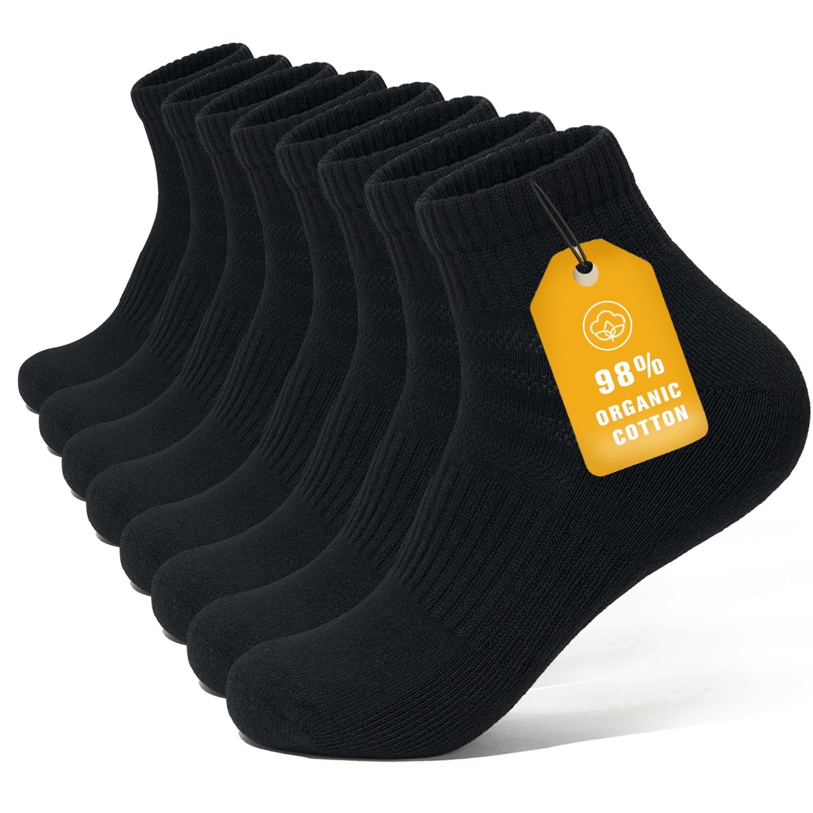 Brula Mens 98% Cotton Cushioned Ankle Socks, Moisturewicking Breathable Low C…