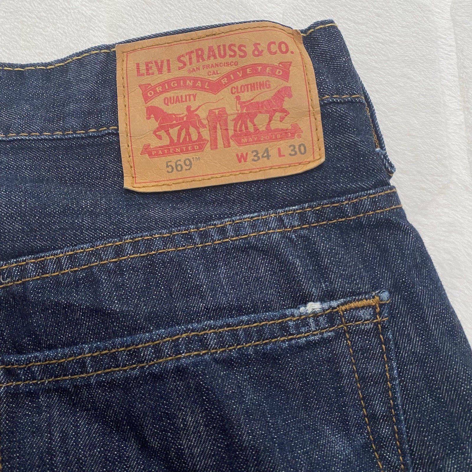 Levi’s 569 Loose Straight Jeans Men’s 34×28 Dark Wash Y2K Baggy Cotton Grunge