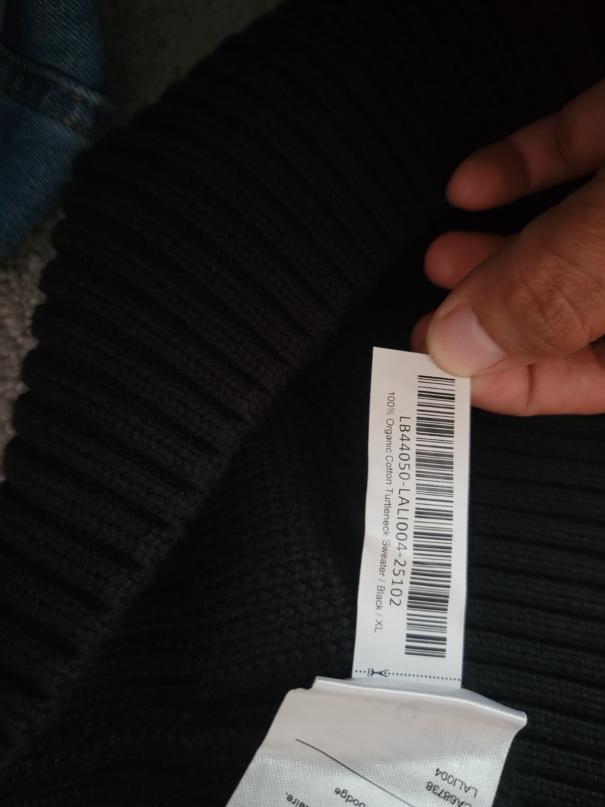 Quince Black 100% Organic Cotton Turtleneck Sweater XL