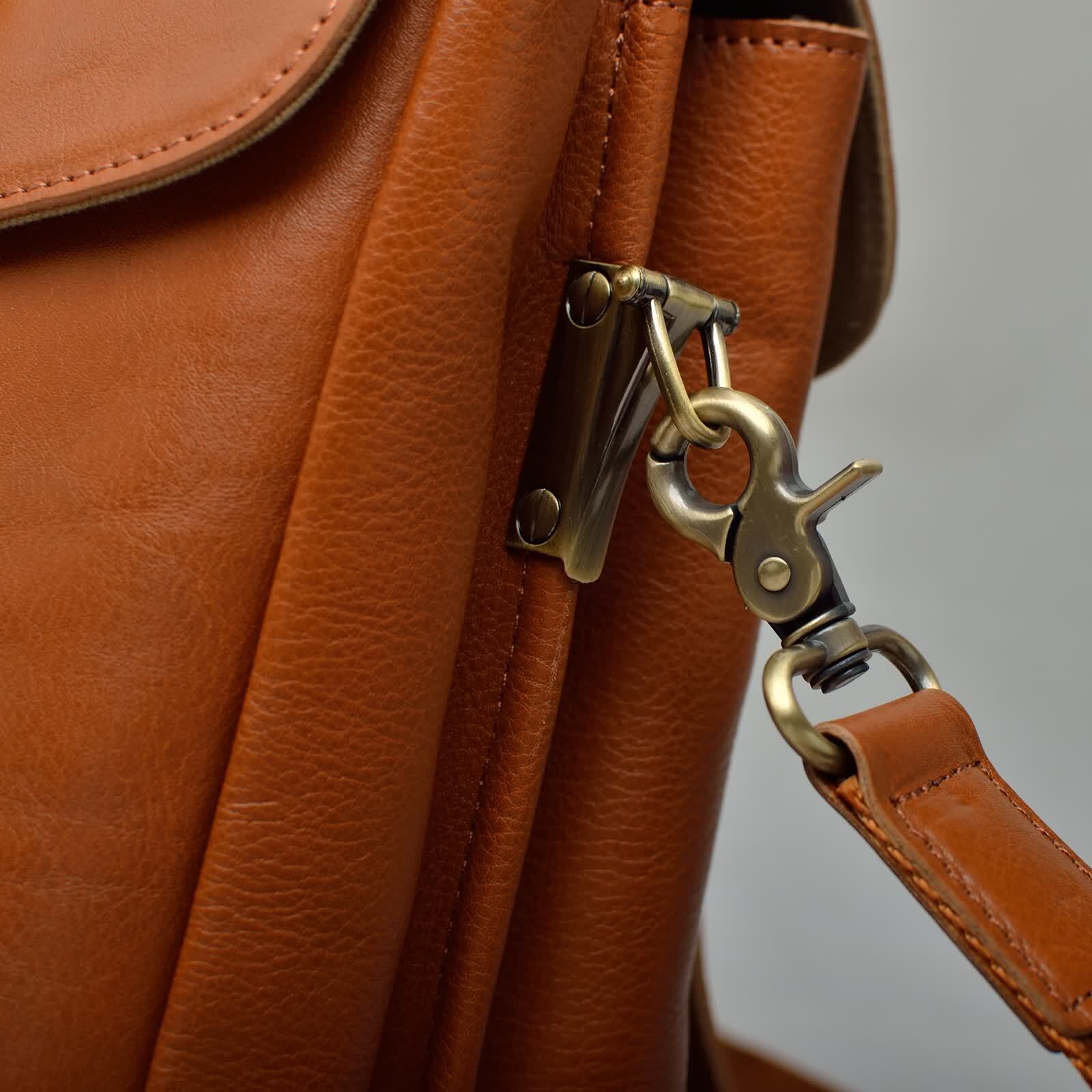 Erivis Brown Women Genuine Leather Briefcase with Adjustable Strap