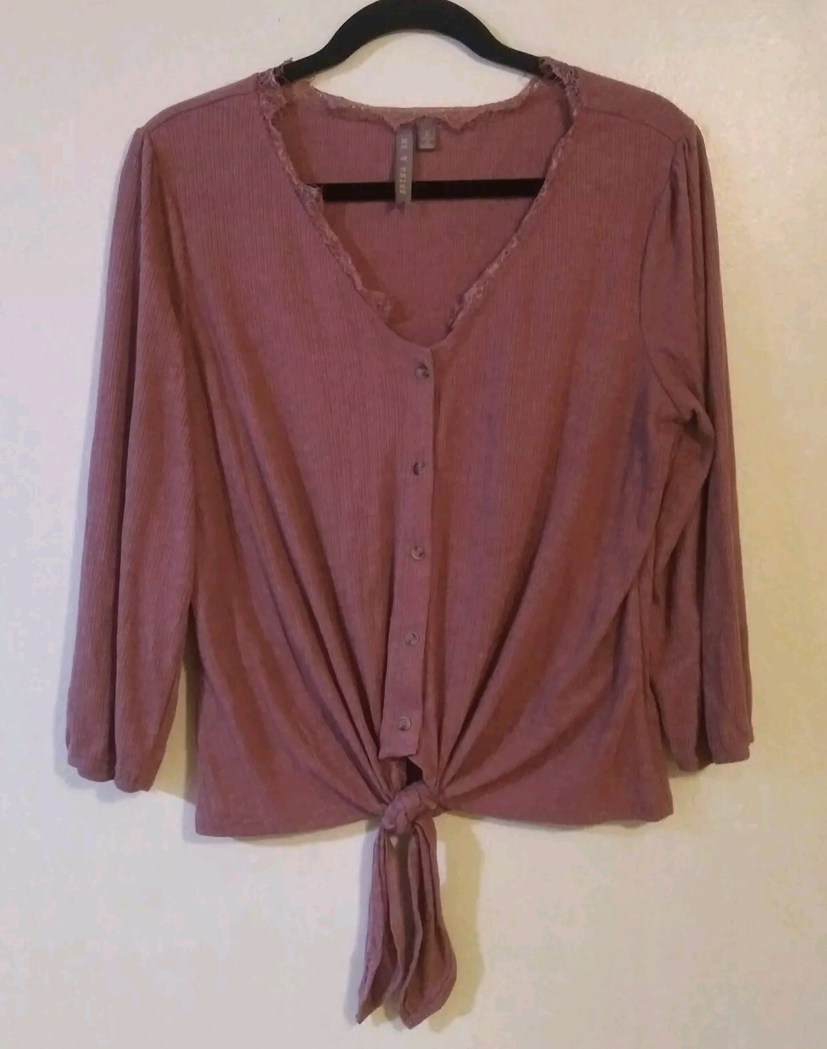 Brina & Em Women Long Sleeve Pink Top Size: Large