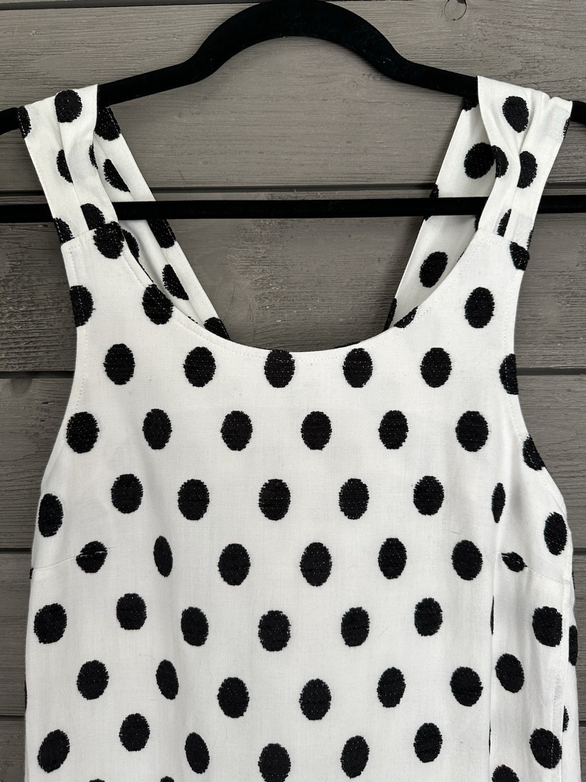 Sezane Mathilde Black White Polka Dot Sleeveless Ruffle Hem Dress Size 34