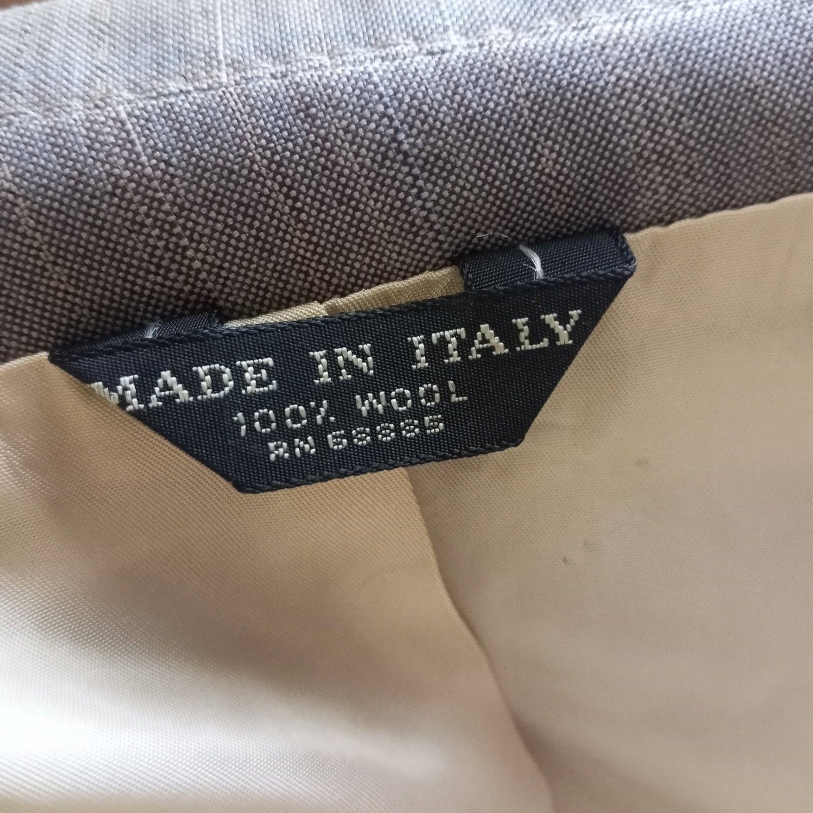 Eduardo De Simone Italy SZ 43 Wool Sport Coat Suit Jacket Stripe Tan Gray Blue