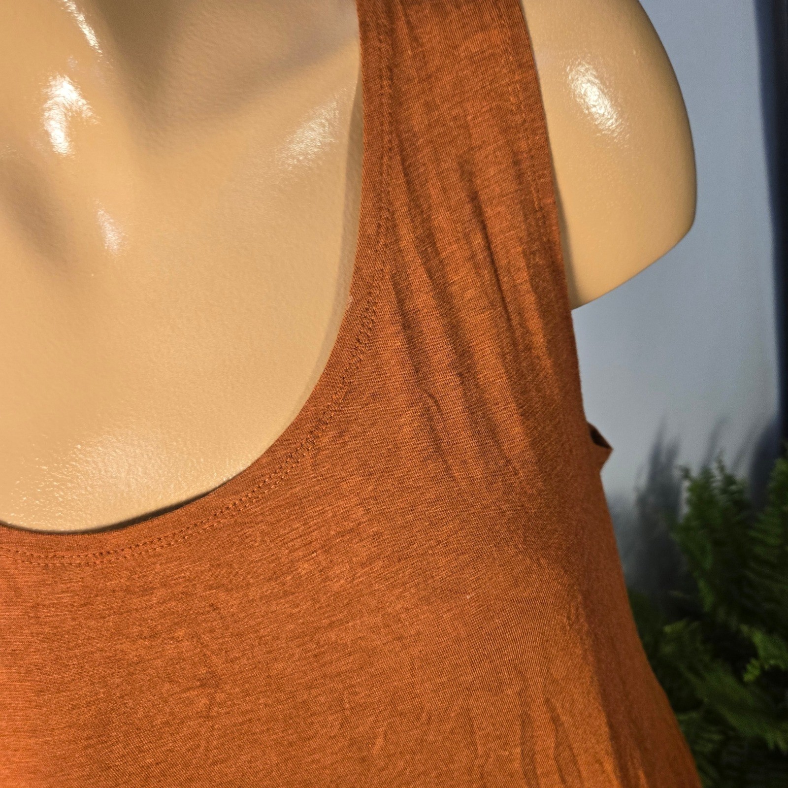 LOGO Layers Womens Tank Top Tunic Medium Rust Orange Ruffle Hem Scoop Neck