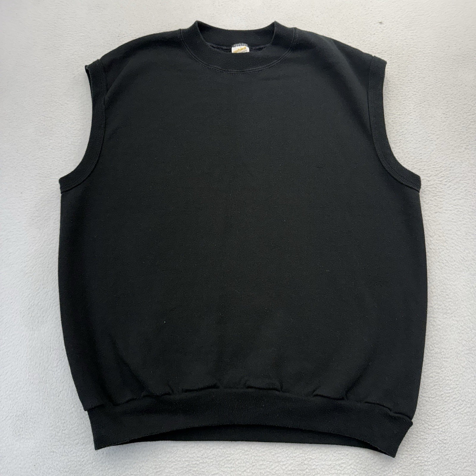 Vintage 90s Blank Sleeveless Sweatshirt L Black Mens Crewneck 80s Streetwear