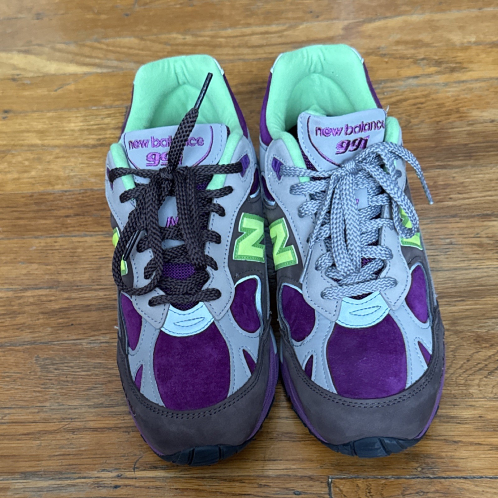 New Balance Stray Rats 991 Made in England Purple Green Suede Men’s Sneaker