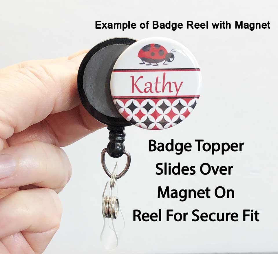 Floral Name Badge Top For Magnet or Hook and Loop Interchangeable Badge Reels,T2