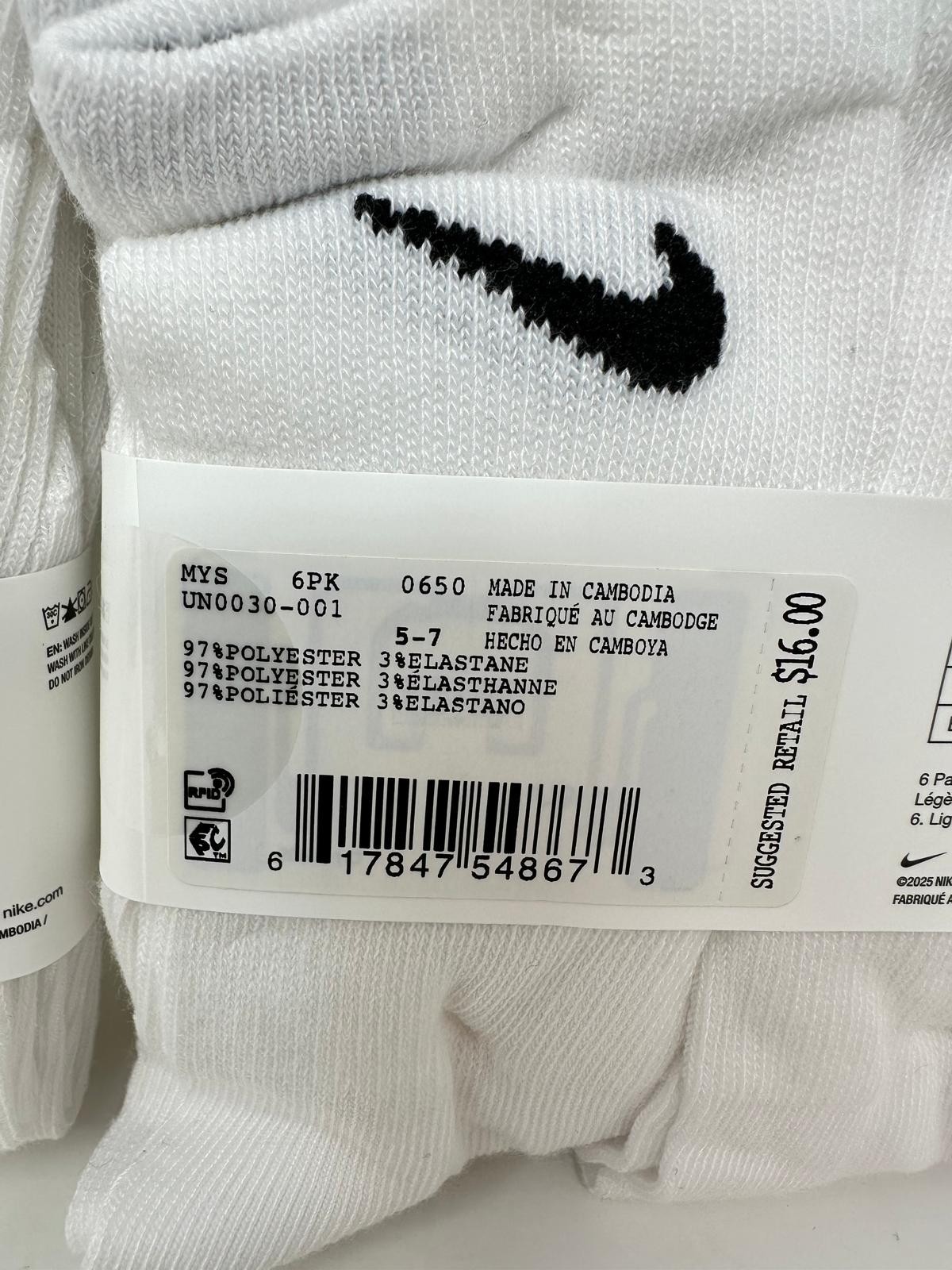 Nike Little Kids’ Cushioned Crew Socks (12 PAIRS) 5-7 (8673) C2(A689T)
