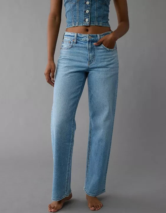 NEW American Eagle Strigid High Rise Stovepipe Women’s Blue Straight Jeans 6