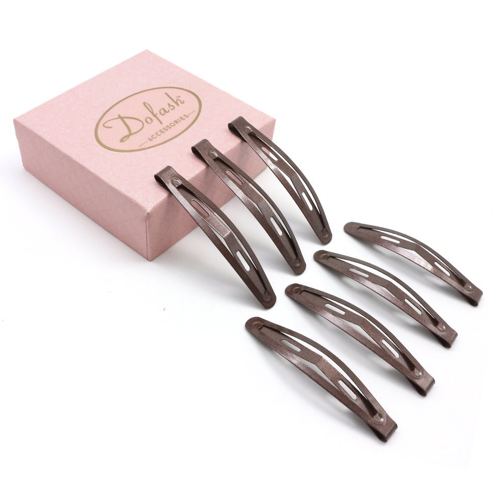 Dofash 12Pcs 6CM/2.36IN Metal Slim Snap Hair Clips Long Hair Barrettes Hair Acce