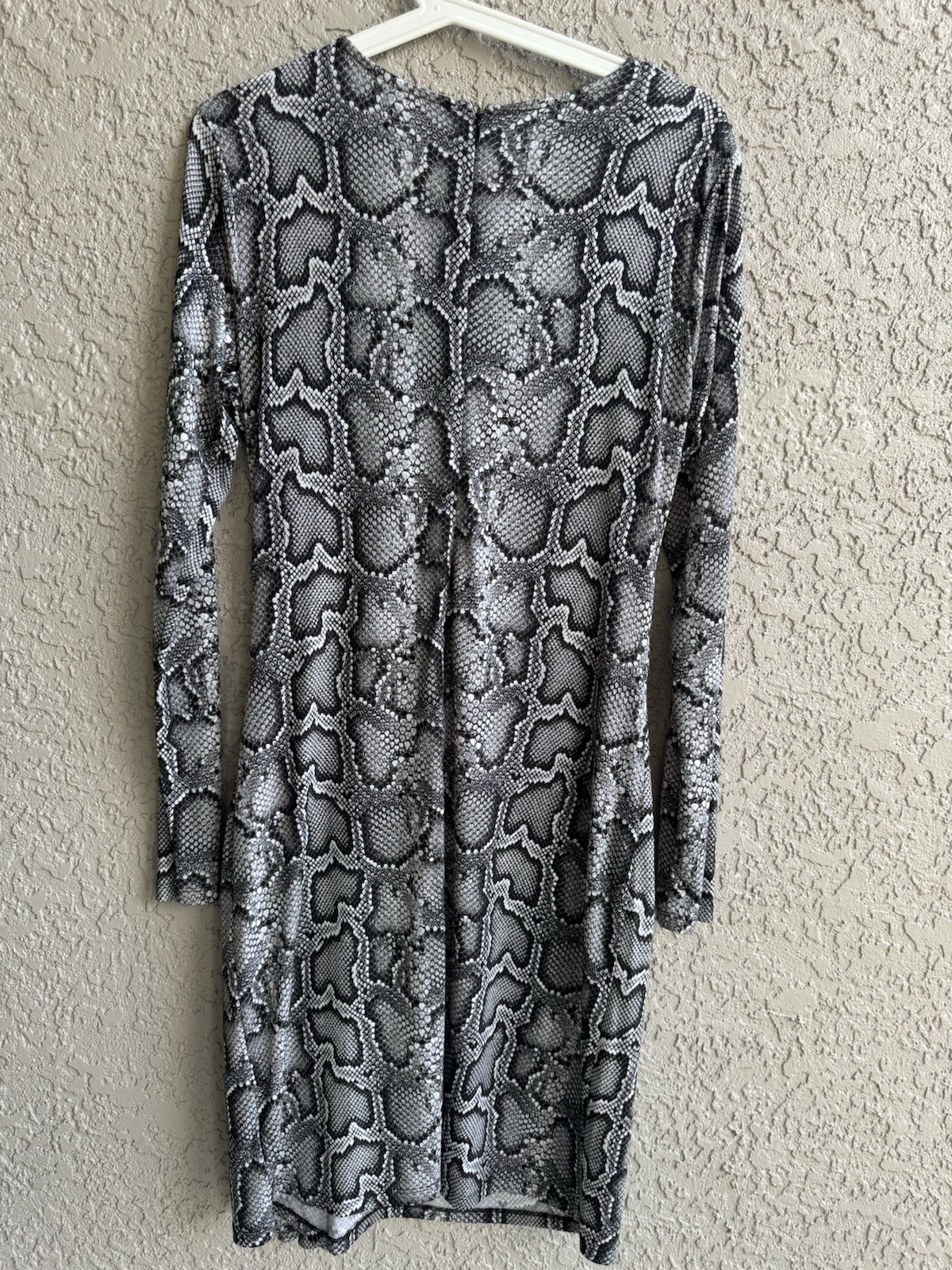 MICHAEL KORS Women’s Dress Logo Plate Faux Wrap Snakeskin Print Gunmetal Size M