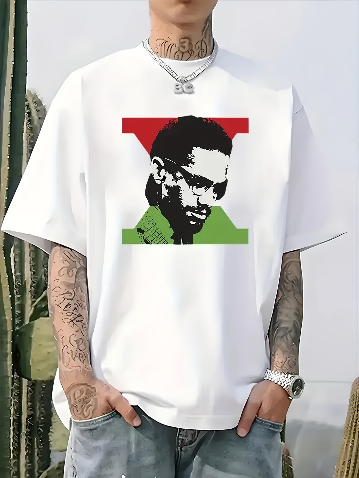 Malcolm X Black History Graphic T-Shirt Unisex Street Style Short Sleeve