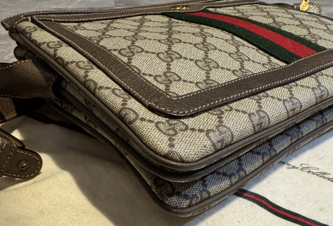 AUTH Vintage Gucci GG Sherry Line Ophidia Shoulder Bag -Green & Red-904.02.013