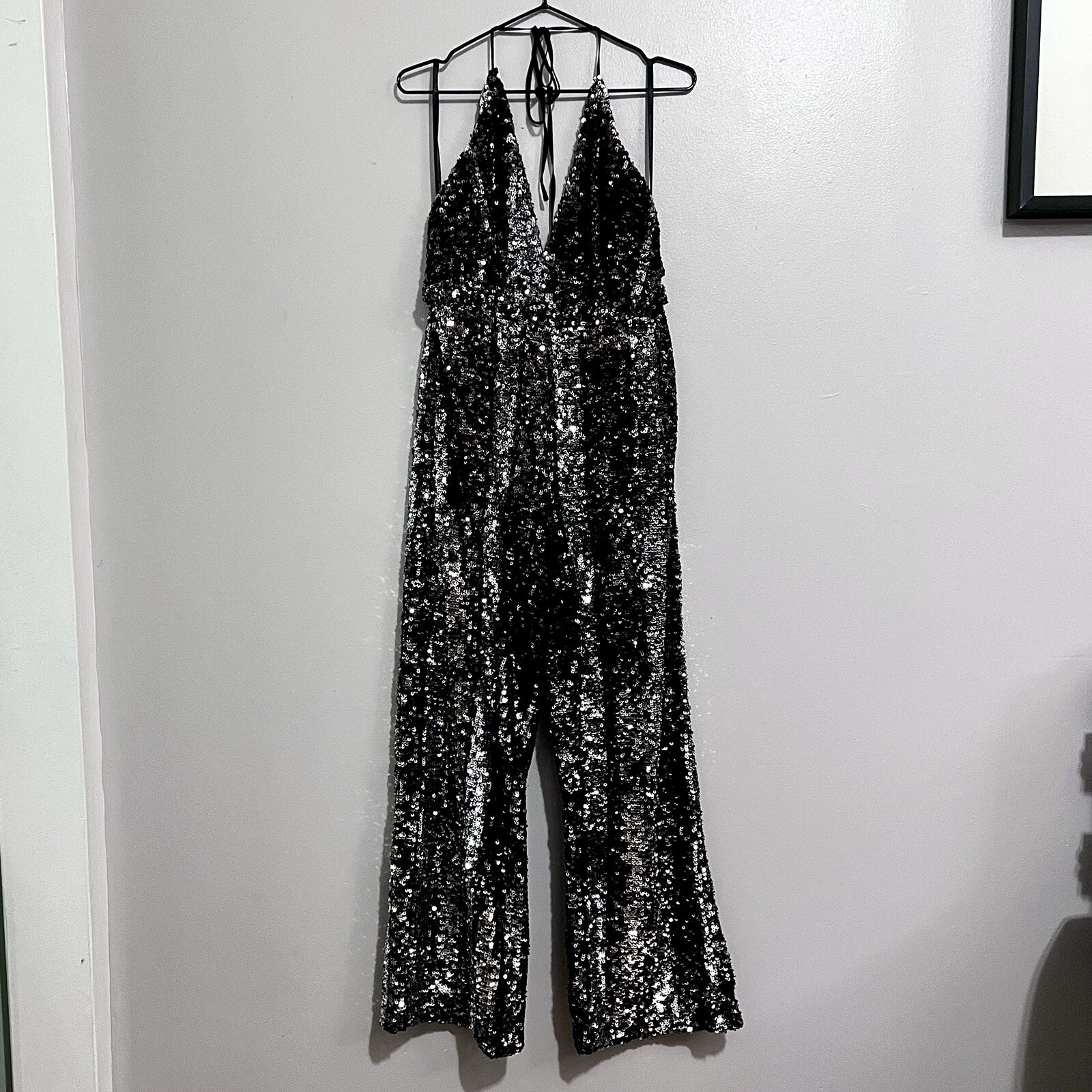 NWT Bardot Disco Barbie Silver, Champagne Gold, & Midnight Black Sequin Jumpsuit