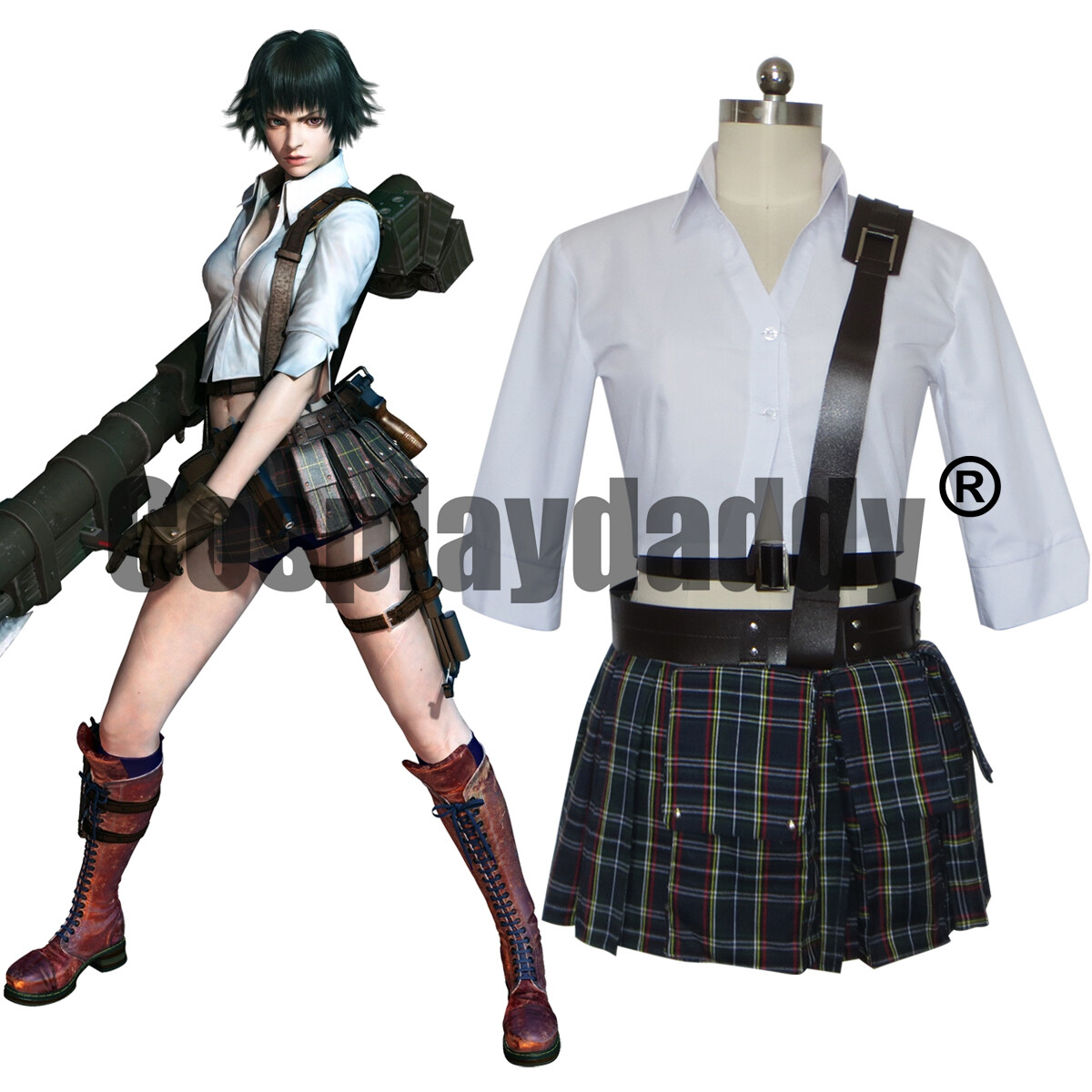 IN STOCK DMC Devil Hunter Mary Ann Arkham Lady Schoolgirl Outfit Cosplay Costume